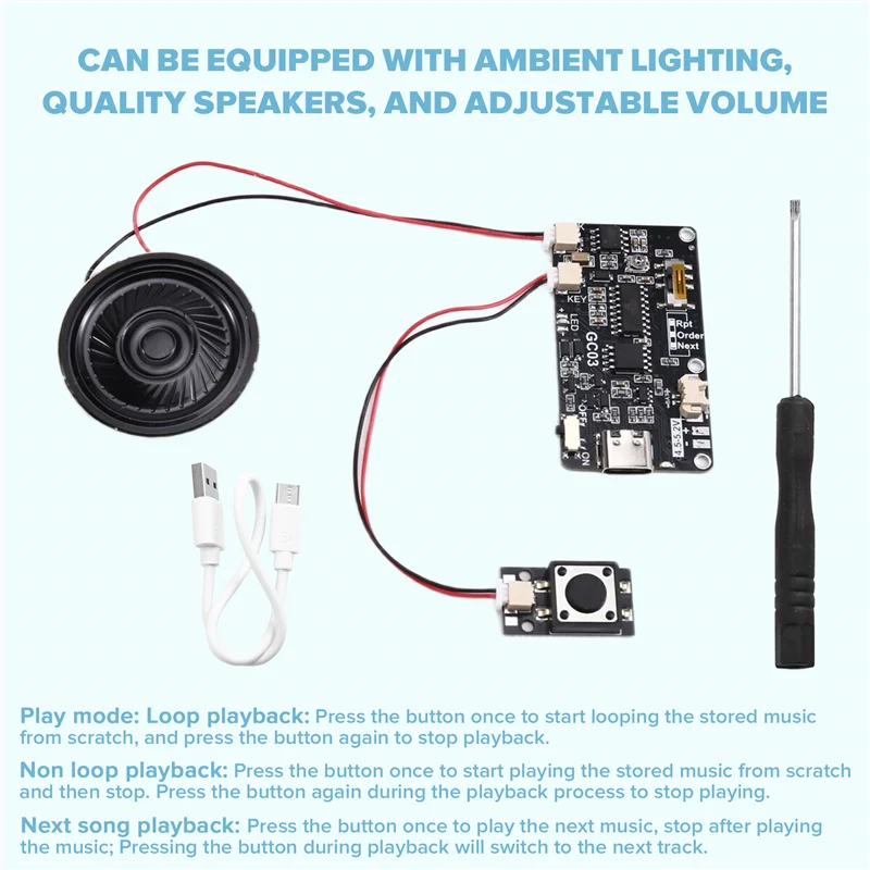 -A02R 記録可能な 8 メートル MP3 サウンドモジュールボタン制御音楽音声プレーヤーボードスピーカー DIY グリーティングカードクリスマスギフト