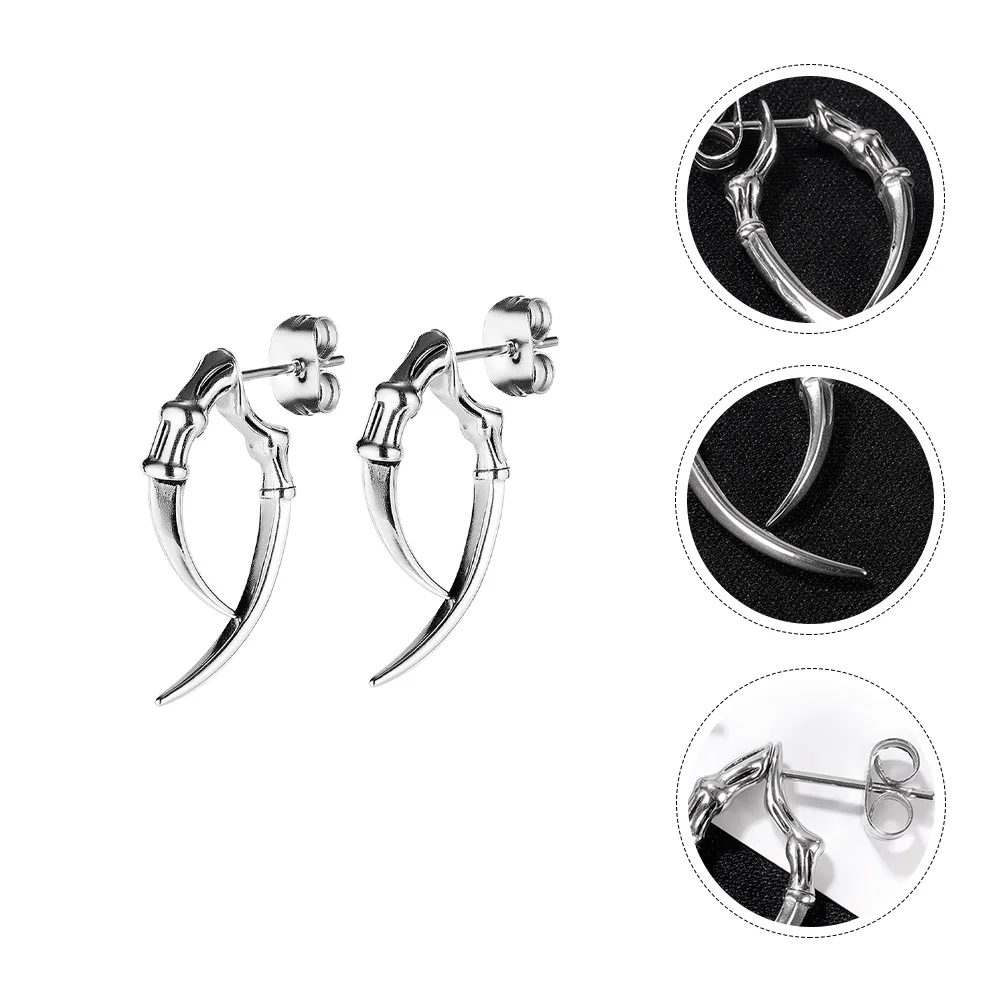 Croissant Bouncy Earrings Practical Studs Jewelry Sterling Silver Decor Stainless Steel Creative Sheep Horn Good Mood Fashion