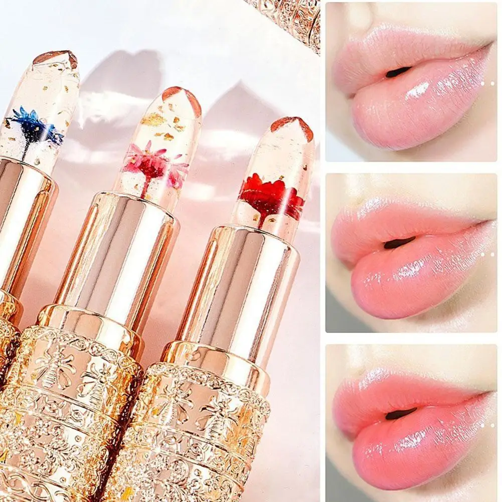 Petal Jelly Color Changing Lipstick Transparent Waterproof Long Lasting Lipstick Temperature Color Changing Lip Balm Lips Care