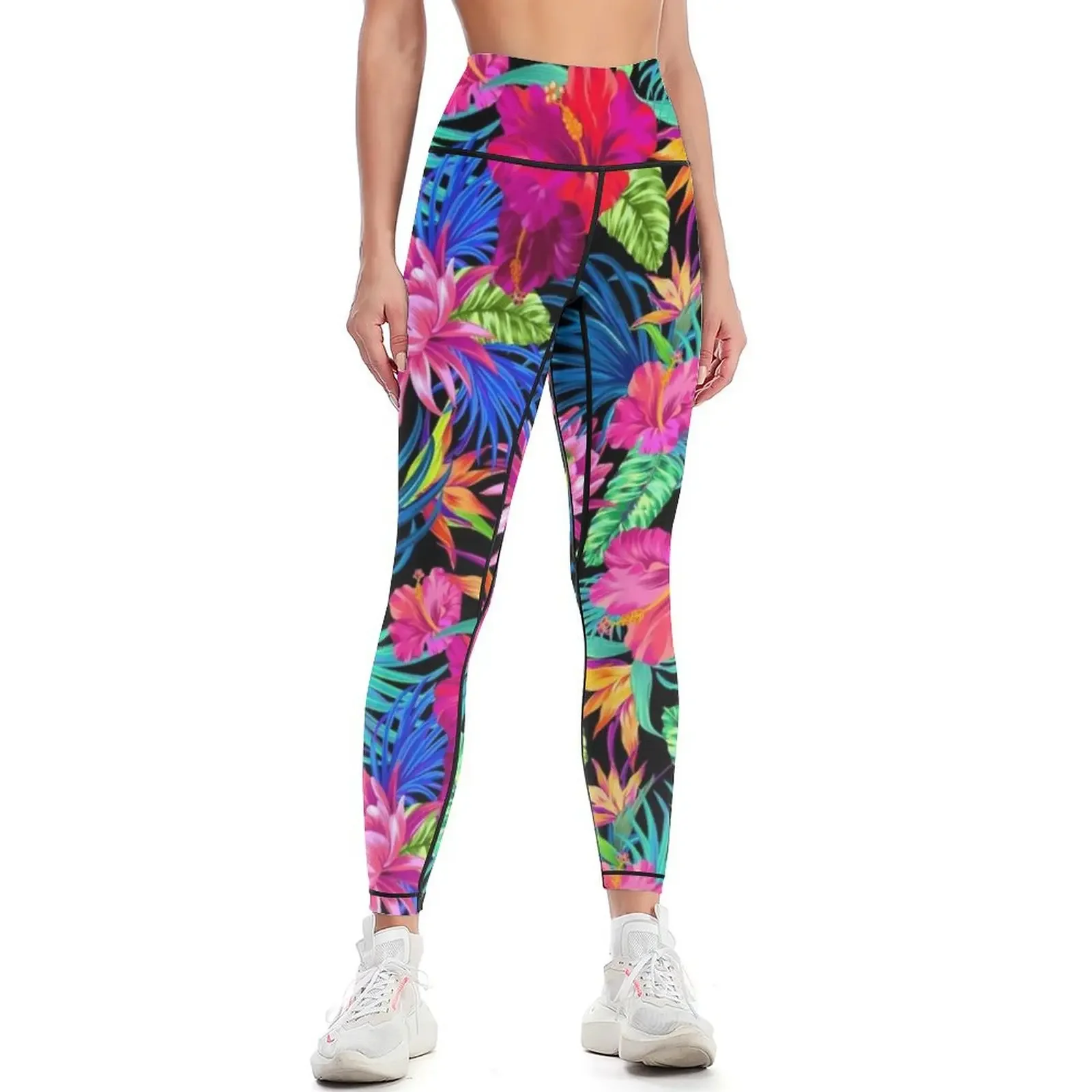 

Drive You Mad Hibiscus Pattern Leggings gym sportswear woman sporty woman gym sportswear for gym trousers Womens Leggings
