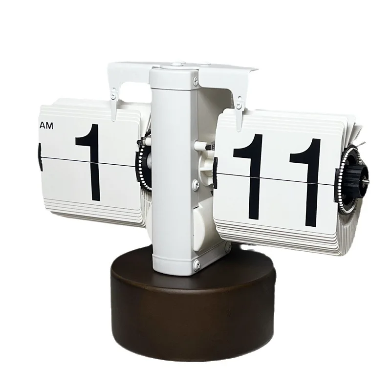 European Style Automatic Page Turning Clock Retro and Simple Home Mechanical Page Turning Desk Clock Machine Decoration