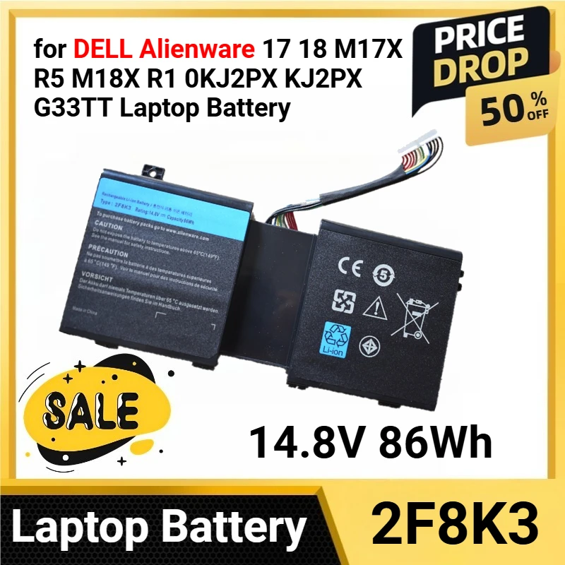2F8K3 14.8V 86Wh لـ DELL Alienware 17 18 M17X R5 M18X R1 0KJ2PX KJ2PX G33TT بطارية الكمبيوتر المحمول