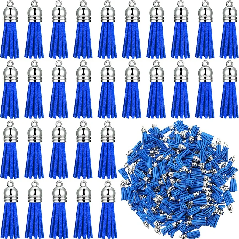 100Pcs Keychain Tassels Faux Suede Leather Tassel Pendants Keychain Decoration for DIY Crafts Making Supplies