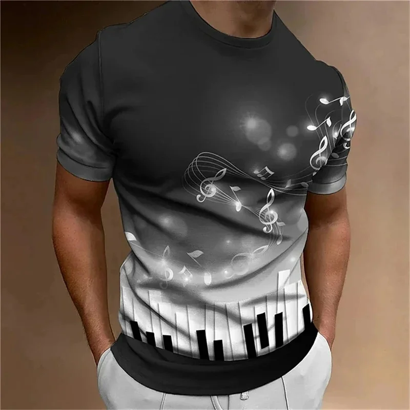 Summer Fashion Men's Printed T-Shirt Round Neck Casual Sports Men's Short Sleeve Quick Dry Street Fashion Element Men's T-Shirt