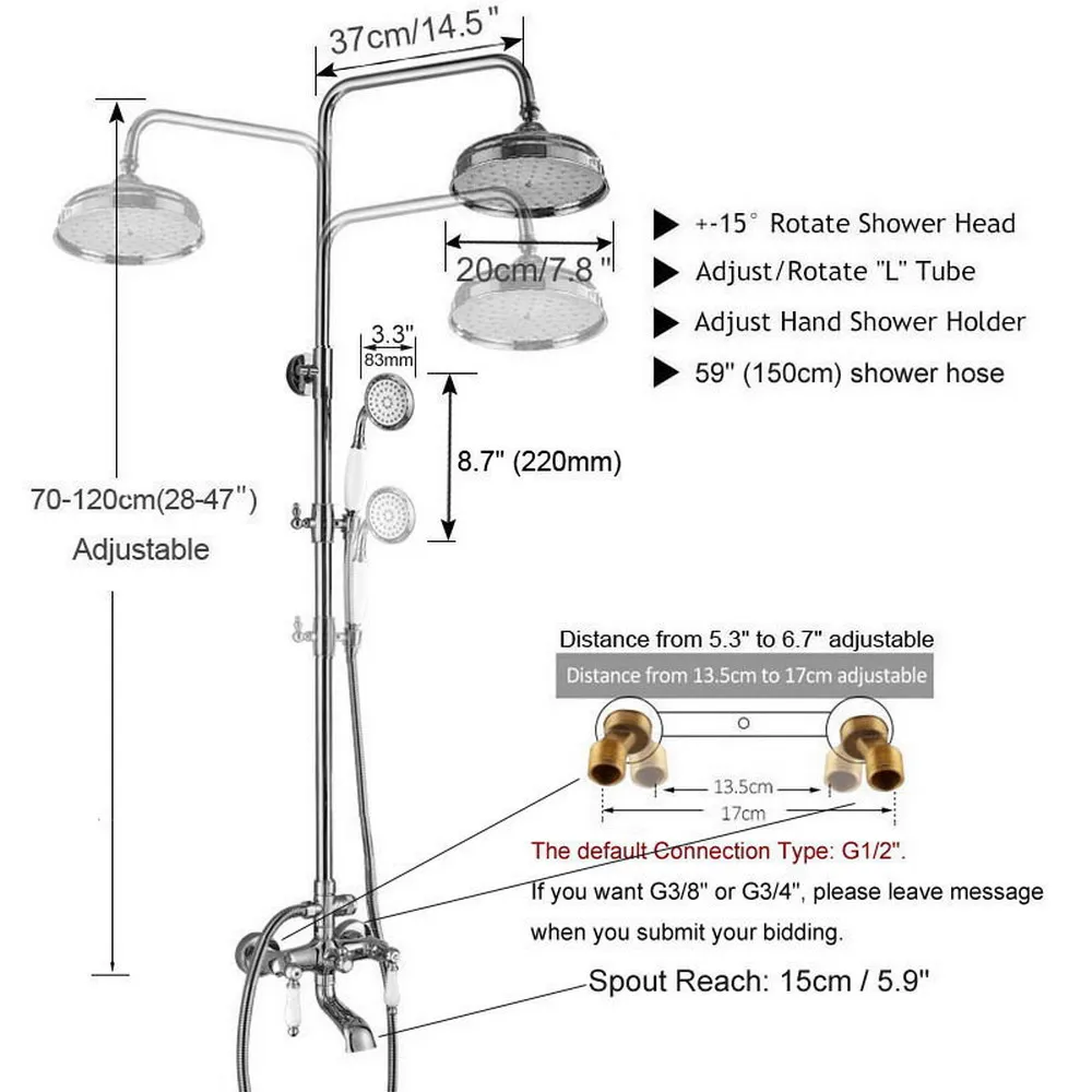 Oil Rubbed Bronze Rainfall Shower Faucets Set Shower Bath Spout Dual Ceramic Knobs Mixer Tap Bath Shower Kit Zhg142