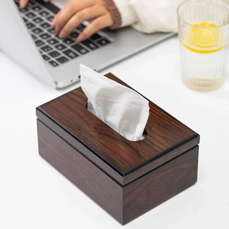 Walnut Wood Tissue Box Commercial Hotel Restaurant Paper Drawer Square Wooden Box Advertising Paper Drawer