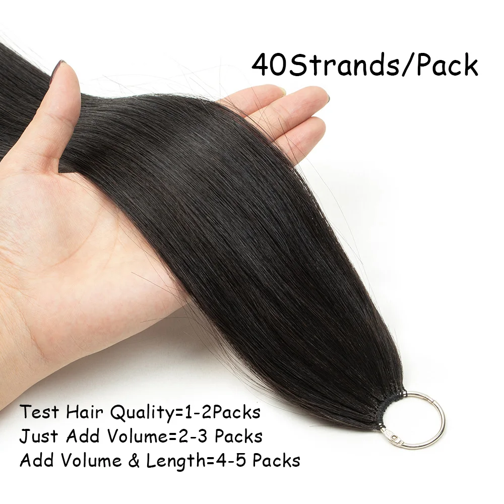 Feather Line Human Hair Extensions Slik Straight Virgin Human Hair Feathers In Hair Extensions For Women 40strands/pack image 3