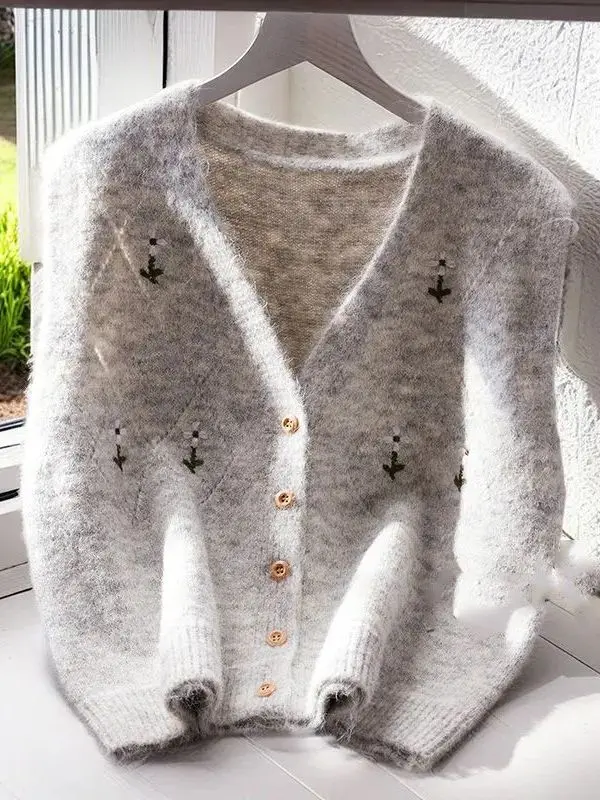 Elegant Embroidered Flower Knitted Vest Women's Open Cardigan Spring Autumn New Style Layering Sweater Vest Fashionable