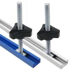 Universal T Track for Woodworking, Double-Cut Profile T Track and T Bolt Knob, Miter Track Sliding Nut T-Slider T Slot