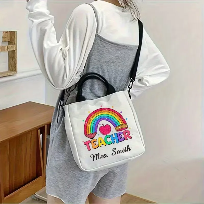 Personalized Custom Teacher Tote Bag - Customizable Shoulder Bag with Teacher-themed Patterns, Serving as a Unique Teacher Gift
