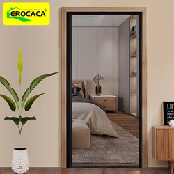 EROCACA Black Magnetic Door Screen dimensioni personalizzate zanzariera tenda Fly Insect chiusura automatica maglia invisibile per interni