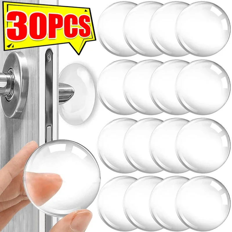 30/6PCS ซิลิโคนประตูผนังตู้ป้องกันลูกบิดประตูแผ่นรอบ Self-กาวประตูบัฟเฟอร์ท่อไอเสีย