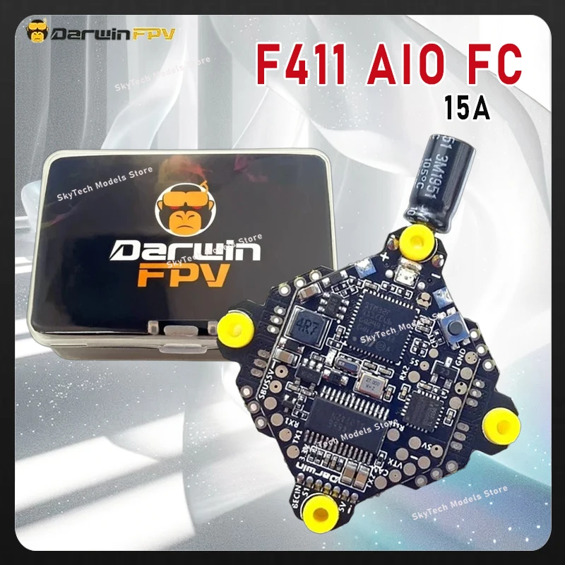 

DarwinFPV F411 AIO Flight Controller Whoop Blheli_S Betaflight F4 15A OSD BEC BL_S 1-3S 4In1 ESC for RC Drone FPV Racing