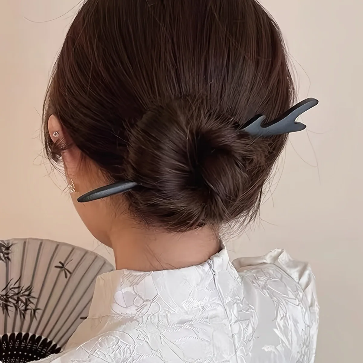1pc Vintage Chinese Style Hair Accessory Wooden Sandalwood Hair Stick Disc Hair Tools Simple Women\'s Hair Accessory Hair Needle