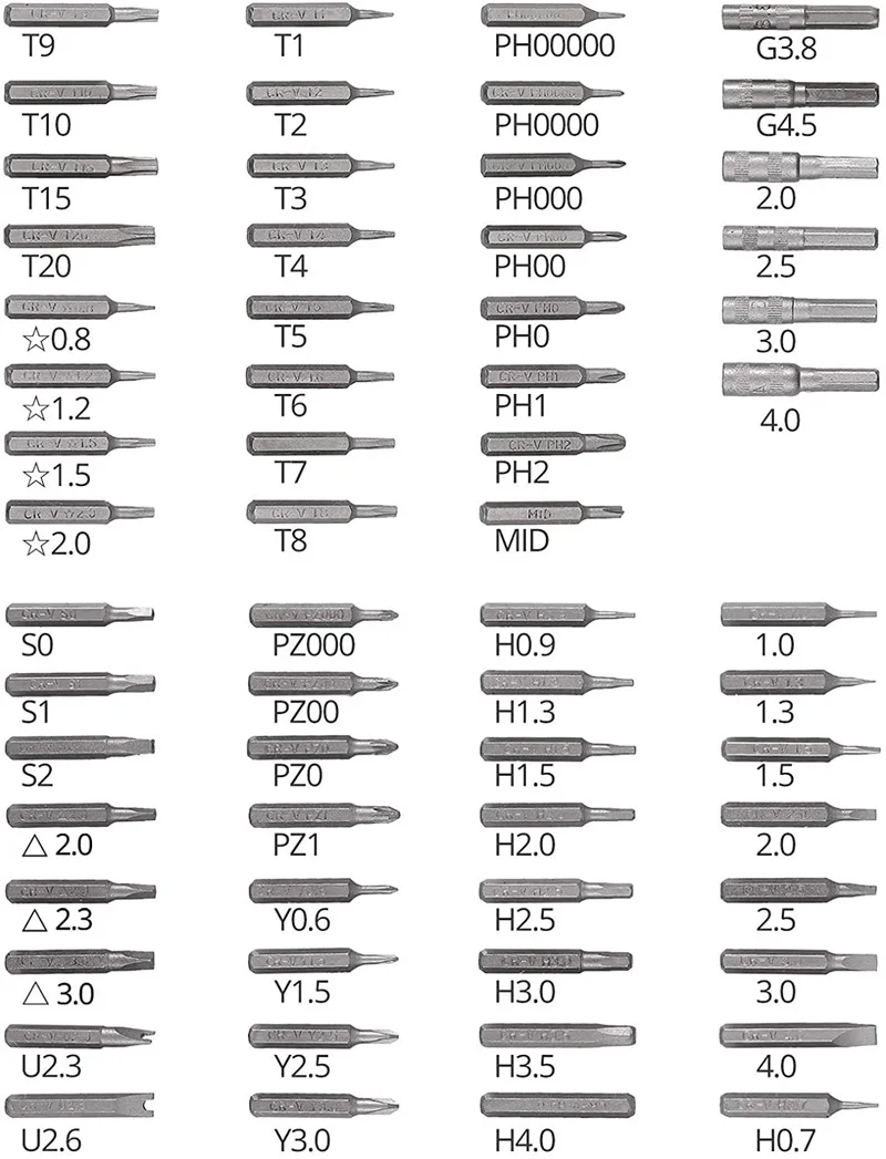 62 In 1 Electric chrome vanadium Steel Torx Hex Screwdriver Bit Kit Magnetic Screw Removal Repair Tool For Mobile Phone Notebook