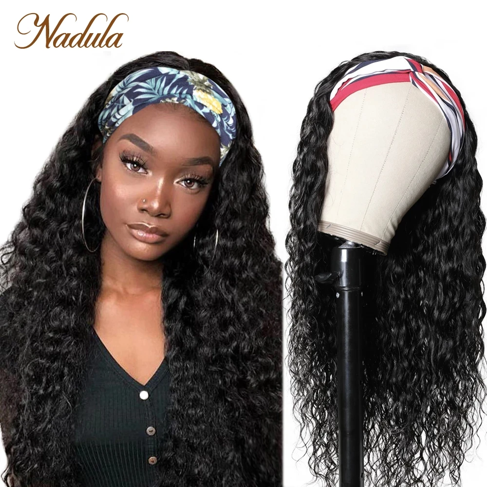 

Water Wave Human Hair Headband Wig Brazilian Headband Wig Human Hair for Black Women No Glue Nadula Water Wave Hair Half Wig