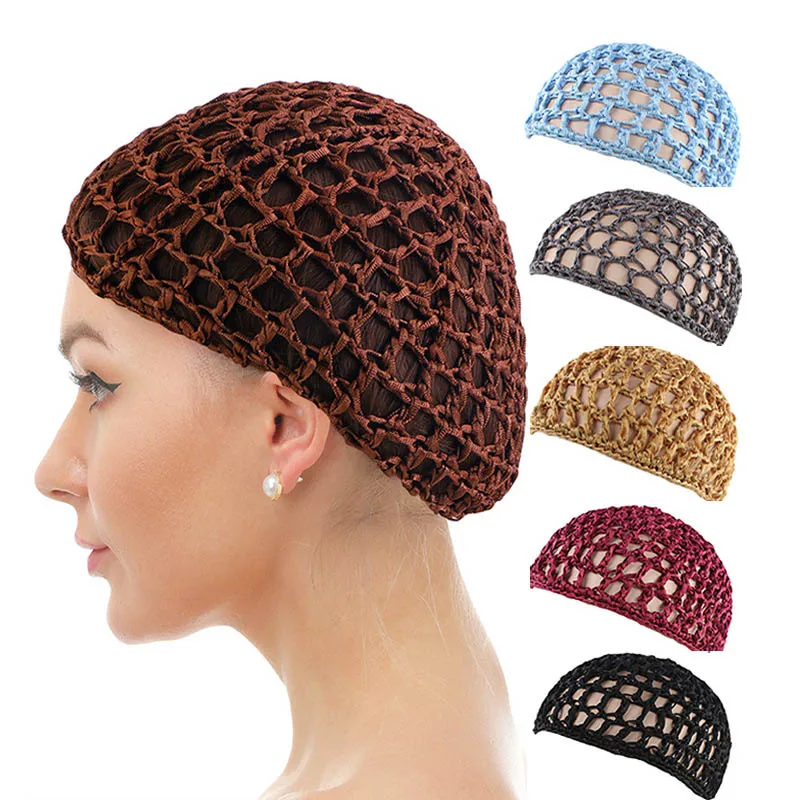 1PC New Women's Mesh Hair Net Black Wig Caps Handmade Crochet Cap Adjustable Strap Hair Net for Sleeping Turban Hat Chemo Hats