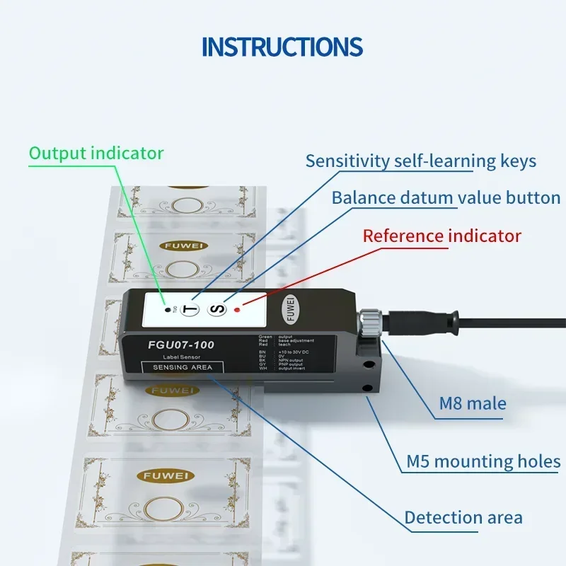 FGU07-100 Slot type transparent label detection labeling machine special electric eye for label sensor