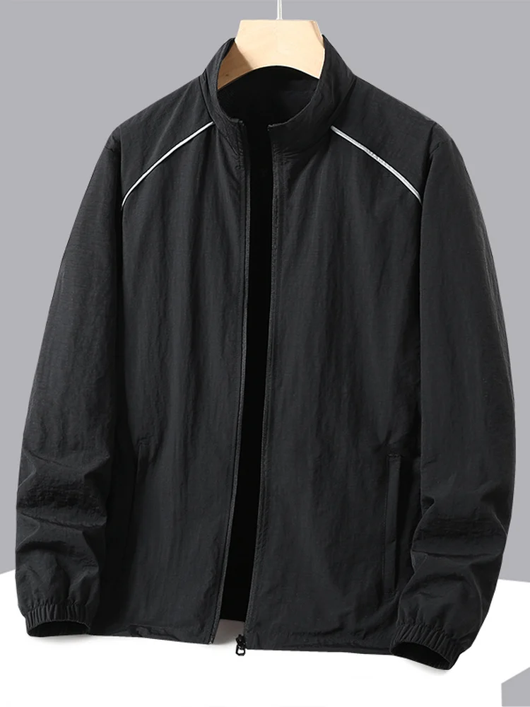 

Мужская куртка-ветровка 2025 года: новая коллекция весна-осень, высококачественная, больших размеров, для активного отдыха, дышащая, повседневная, свободного кроя, с воротником-стойкой