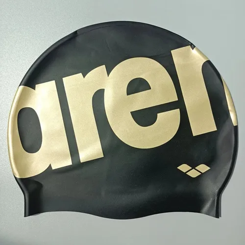 Imagen 1 del producto Gorro de natación de silicona con estampado de Arena, resistente al agua para hombres y mujeres, con protección para los oídos de pelo largo, diseño del alfabeto, gafas de natación compatibles