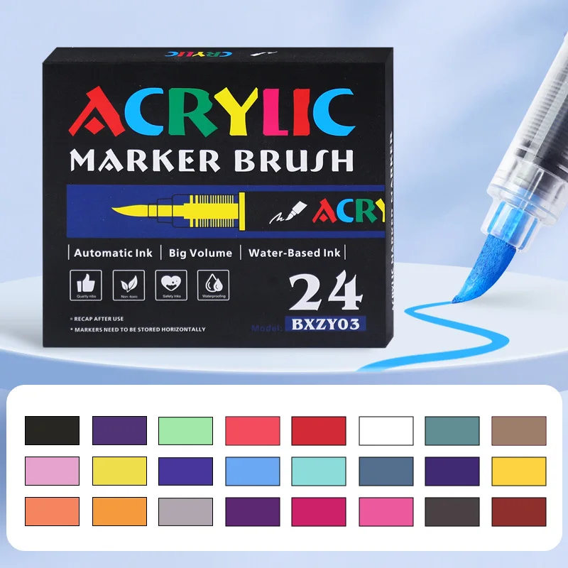 Acrylverfmarkers voor het beschilderen van stenen, Watervaste permanente acrylpennen voor glas, keramiek, canvas, schoenen ontwerpen en schoolprojecten