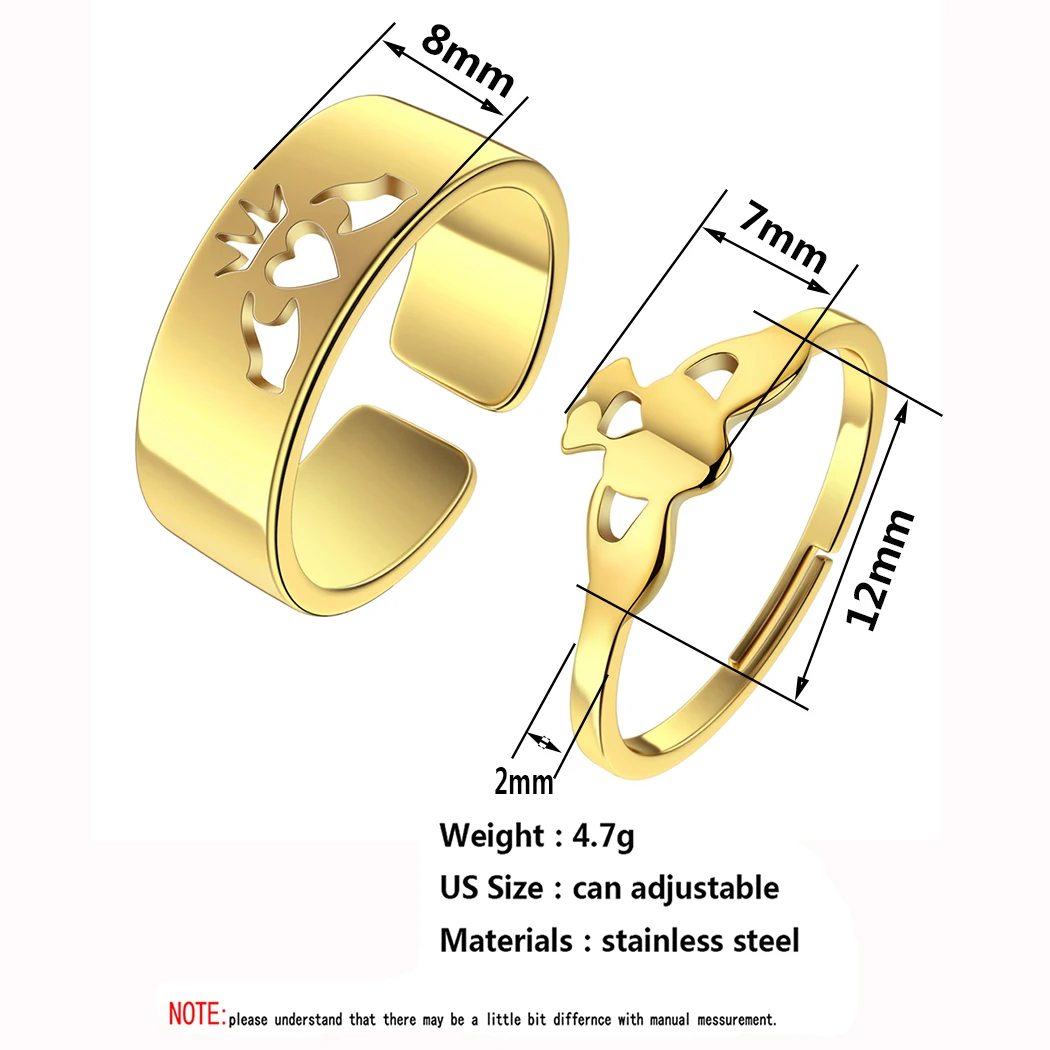 Kinitial Stainless Steel Claddagh Promise Ring For Couple Alternative Engagement Wedding Ring Can Adjustable Ring