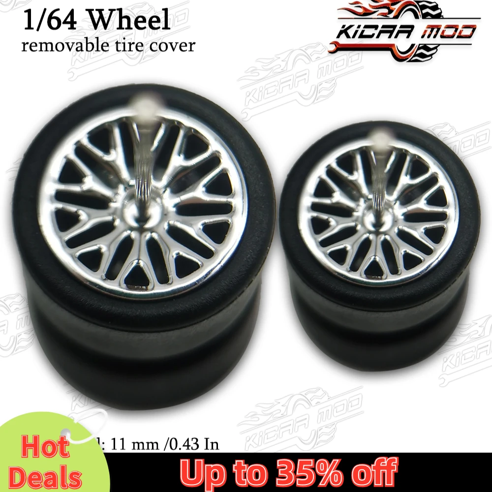 Ruedas Premium RLC 1/64 con neumáticos lisos para Hot Wheels RLC Muscle Car Modelo de radios múltiples Piezas de reacondicionamiento de automóviles D: 11 mm + 13 mm (1 juego)