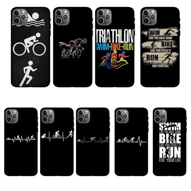 Triathlon Tri Life Swim Bike Run Phone Case For iPhone 11 12 Mini 13 14 Pro XS Max X 8 7 6s Plus 5 SE XR Shell