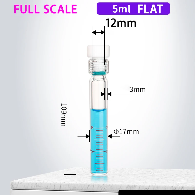 1pcs Full scale screw colorimetric tube flat bottom pressure tube PTFE stopper glass reaction test tube 5-150ml