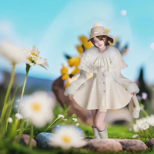 

Japanese Style Original Autumn Winter New Sweet Cute Little Cape Woolen Coat High Waist Slim Long Sleeve Mid-Length Jacket