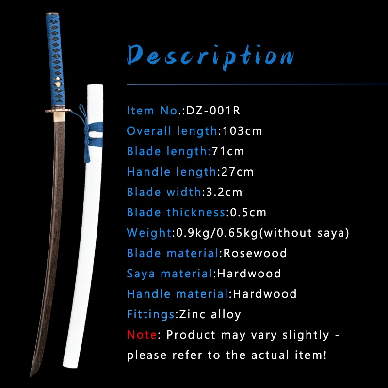 Wooden Sword Handmade Full Tang Chinese Swords Bird Bronze Tsuba 103CM For Training Practice Cosplay Props Non Sharp