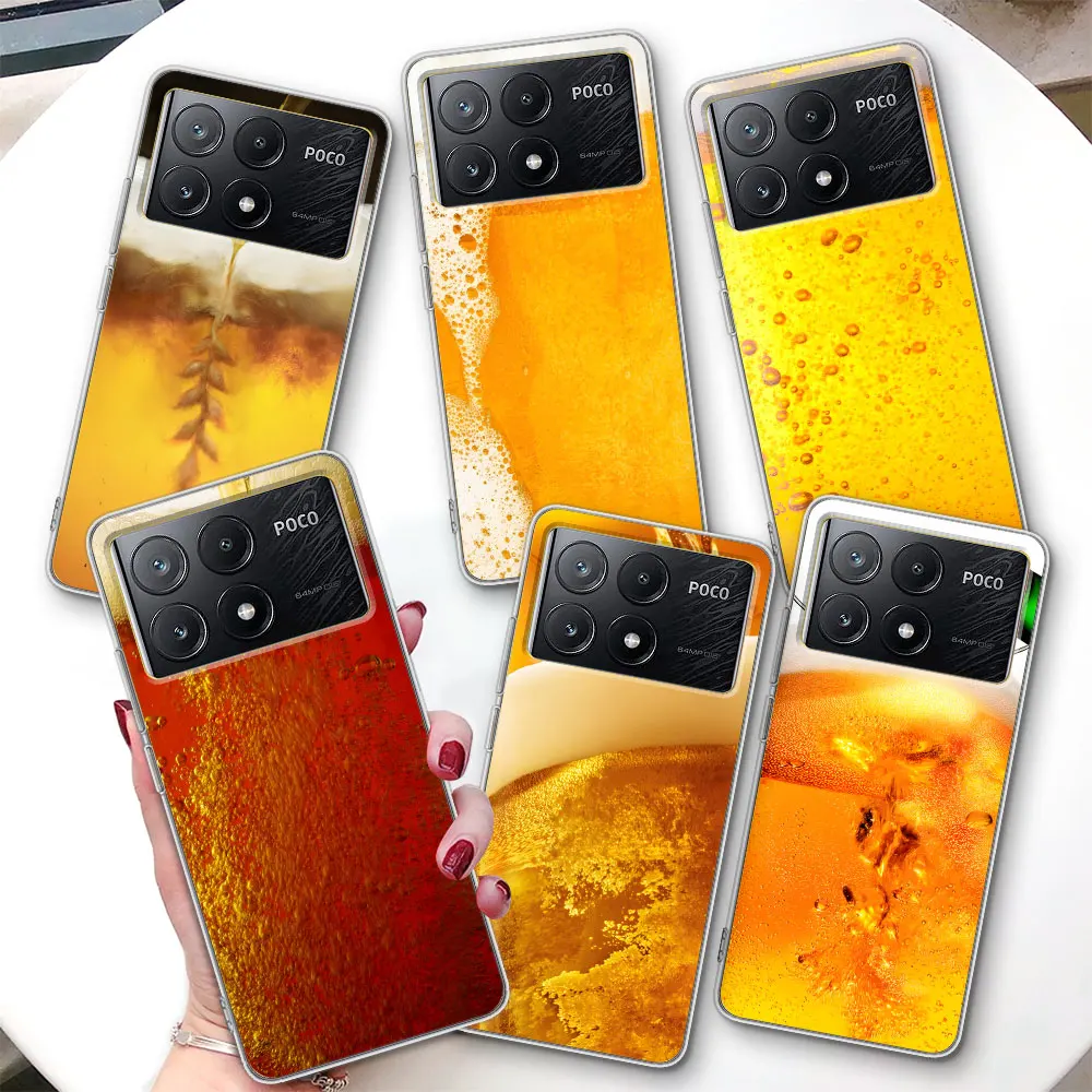 World Beers Alcohol Bubble Case for Xiaomi Poco F4 F5 M3 M4 M5 M5s X3 GT X4 NFC X5 X6 Pocophone F1 F2 Pro F3 TPU Phone Cover