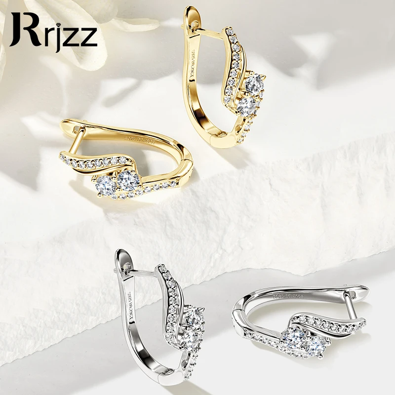 

Rrjzz 925 Sterling Silver Infinity Hoop Earrings Light Luxury Moissanite Women Earring for Female Engagement Fine Trendy Jewelry