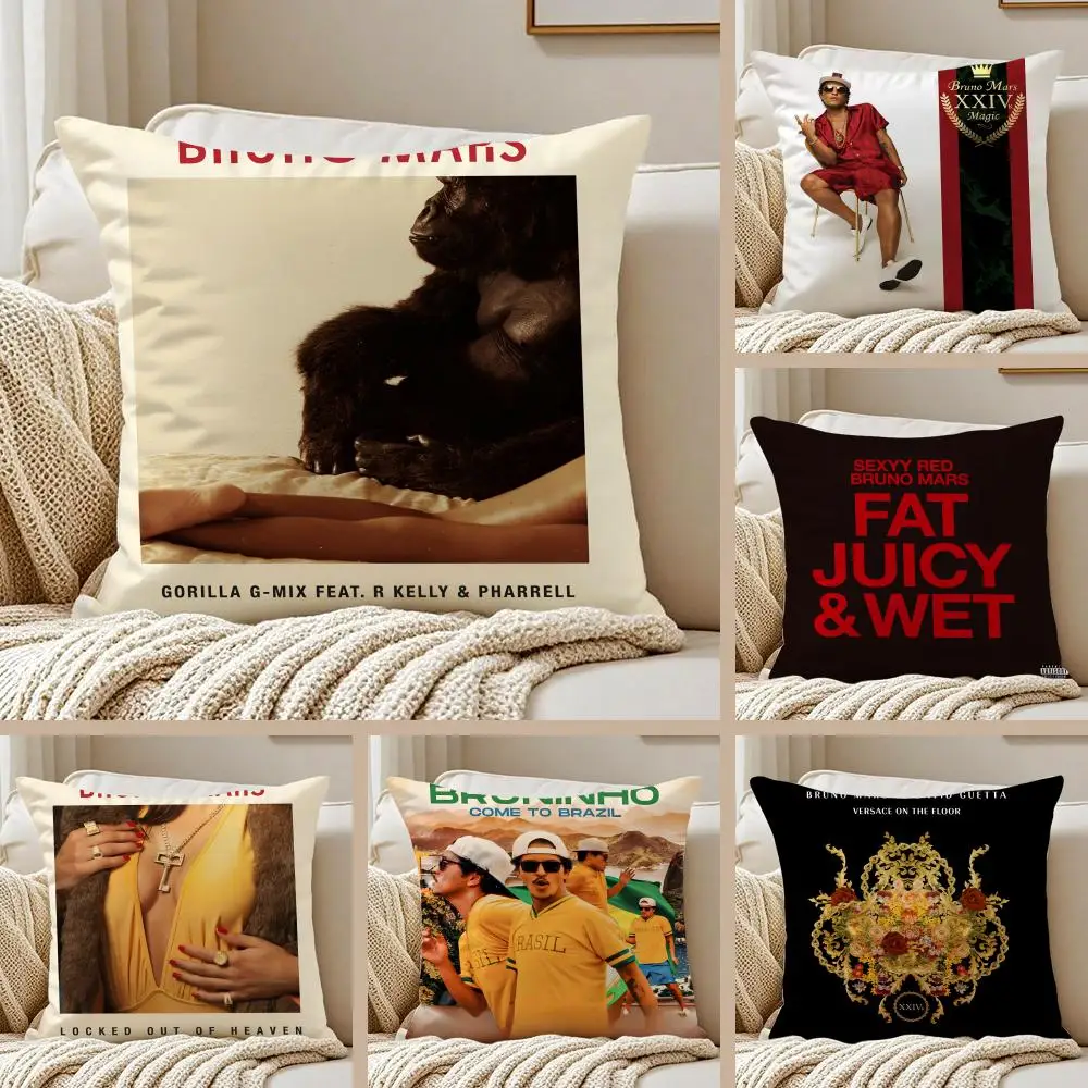 

Singer Hot B-Bruno M-Mars Cushion Cover Silky Short Plush Double-Sided Printed Pillow Case for Sofa All Seasons Home Decor Gift