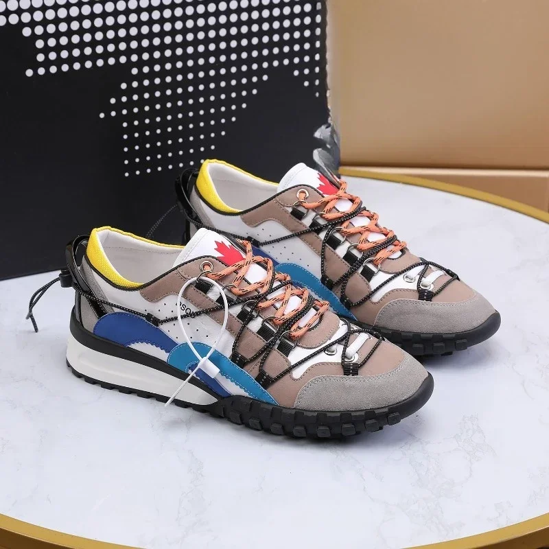 Special Quality Dsq2 Designer Shoes Men Sneakers Leather Lace Up Casual Spring Flat ICON Man Vulcanize Shoes 5 Colors