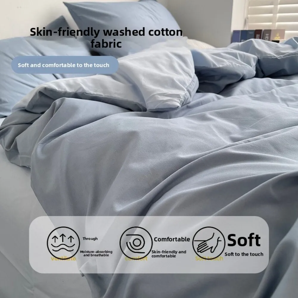 Maternity Bedding Set Made of Pure Washed Cotton Twin Size Includes Fitted Sheet Flat Sheet Cover for Dorm Room Home Use Soft