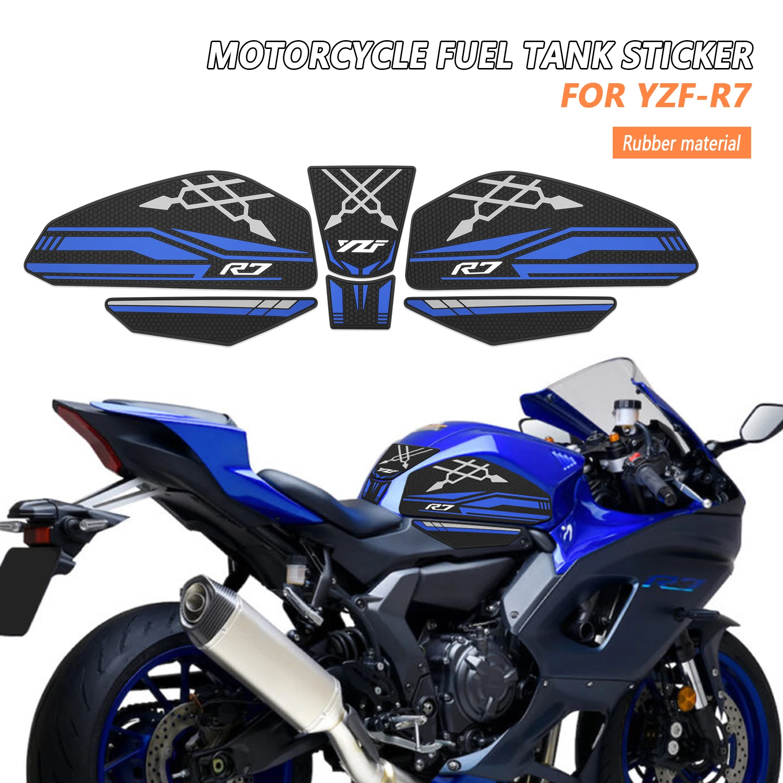 

For Yamaha YZF R7 YZF-R7 2021 2022 2023 2024 2025 Motorcycle Tank pad Non-slip Side Fuel Tank Stickers waterproof pad stickers