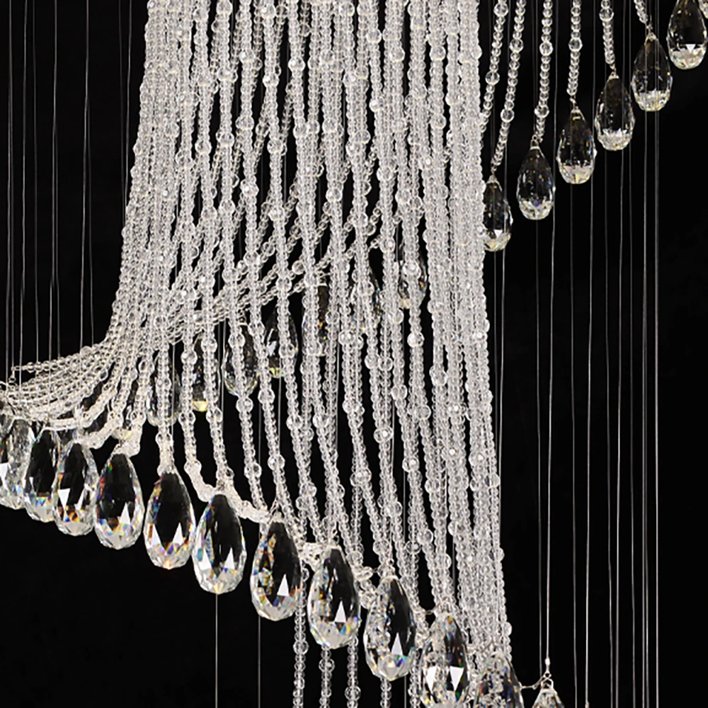 Modern Spiral Crystal Staircase Ceiling Chandelier Loft Theater Creative Villa Hall Long Hanging Lamp