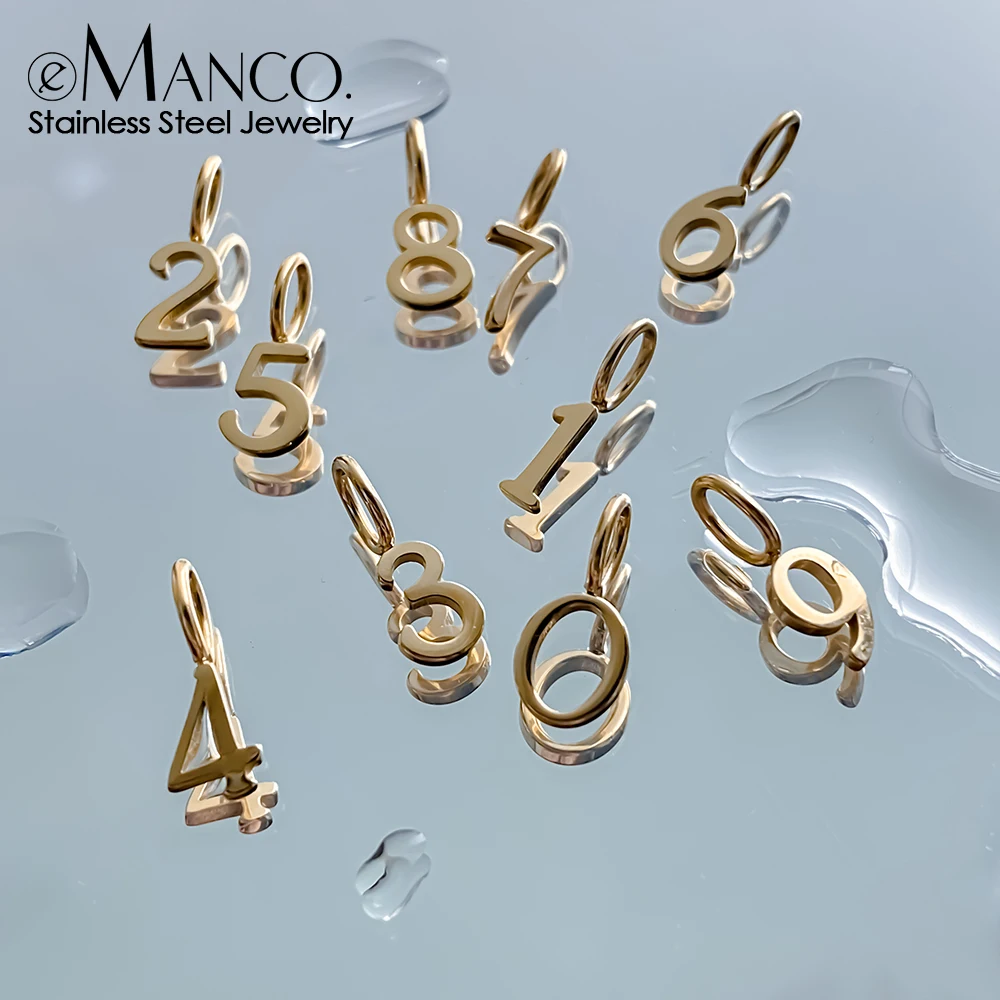 EManco – Collection de breloques en acier inoxydable, éléments numériques géométriques de Style neutre, fabrication de collier à faire soi-même à la mode