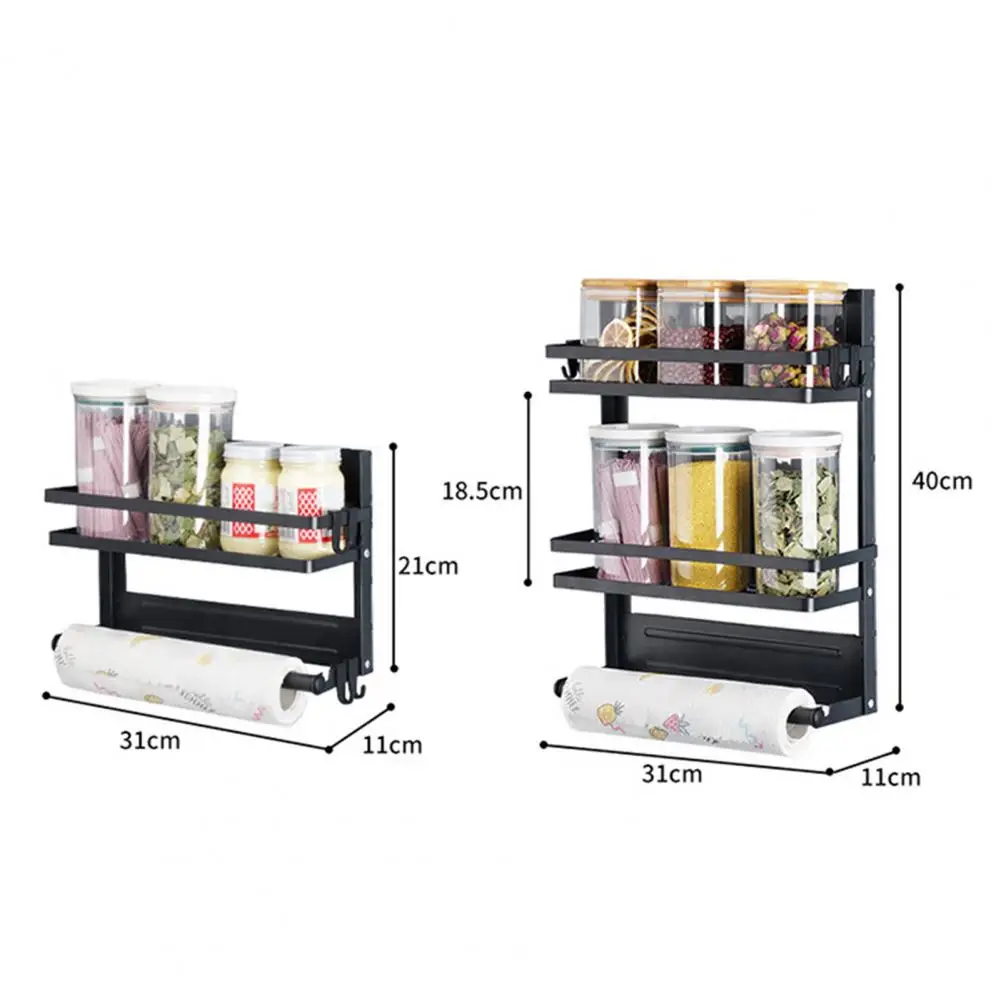 Single-layer Storage Rack Magnetic Spice Rack with Guardrail Design Corrosion Resistant Storage for Kitchen for Organizing