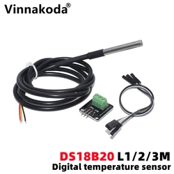 Kit de módulo de Sensor de temperatura DS18B20, Cable de Sensor Digital impermeable de 100CM, adaptador de Terminal de sonda de acero inoxidable para Arduino