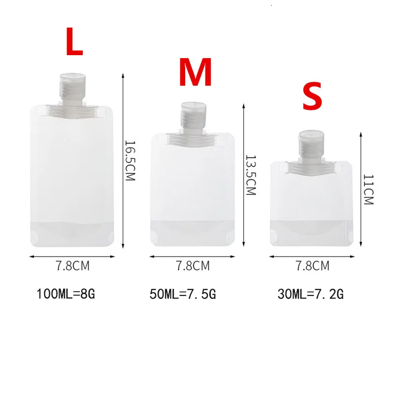 1pcs Transparent Refillable Flip Cap Packaging Bag Plastic Stand Up Spout Pouch Portable Travel Liquid Dispenser Makeup Pack