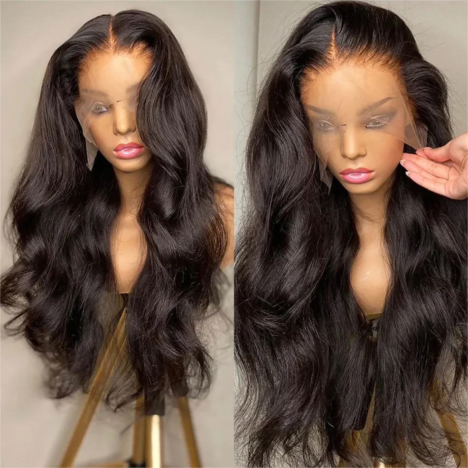 13x4 13X6 Body Wave Transparent Lace Front Wig Bling Hair HD Frontal Wig 180% Density Human Hair 4x4 Lace Closure Wigs For Women