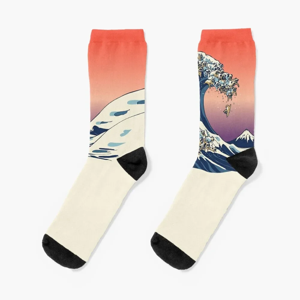 The Great Wave of Pug Socks winter gifts essential Socks Girl Men's