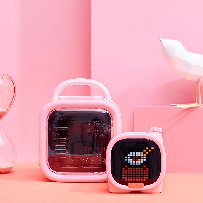 Divoom Timoo Elephant Pixel Bluetooth Wireless Speaker Pink Cartoon Smart Speaker Alarm Clock Gift