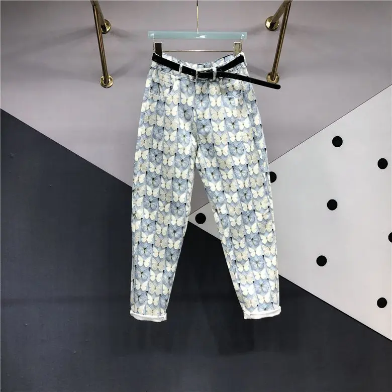 

Summer stylish casual pants trendy contrastingsmall leg cropped pants, Korean fashionable loose fit, big crotch harem pants