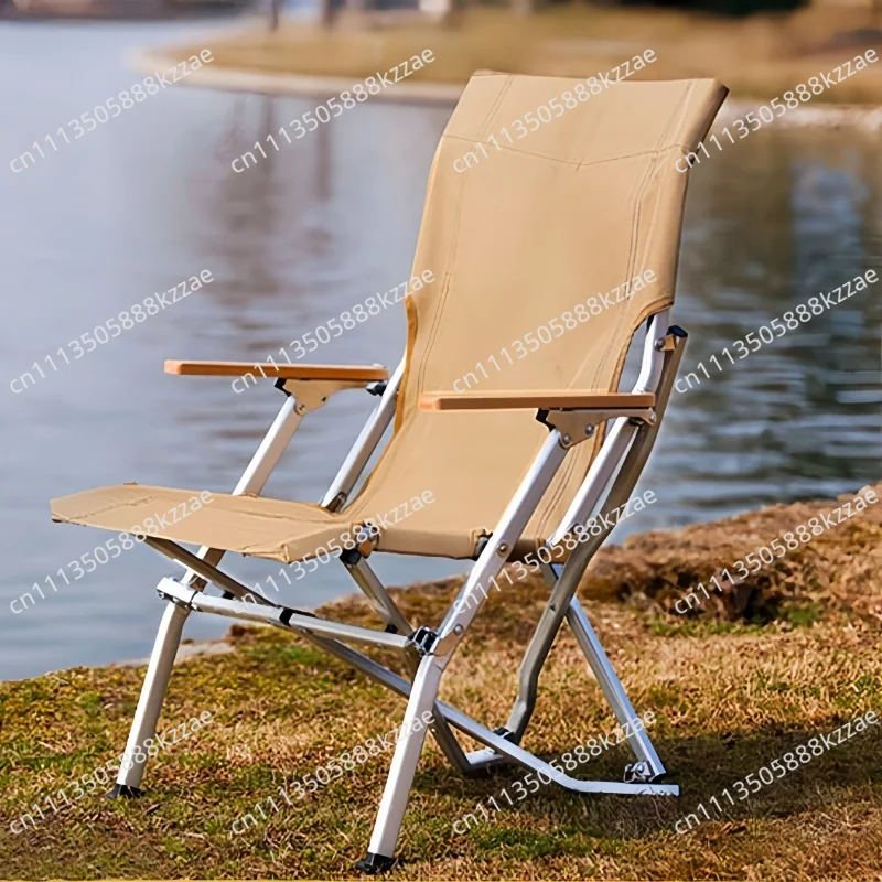 1PC Outdoor Aluminum Alloy Folding Chair High-Back Portable Beach Chair Ergonomic Design Picnic Camping Chair With Storage Bag