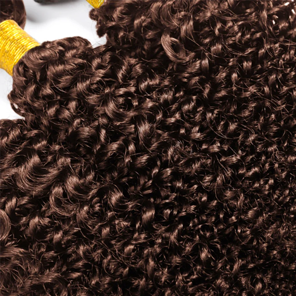 Afro Kinky Curly Human Hair Bundles Brazilian Dark Brown Human Hair Weave Extensions Afro Kinky Wave Human Hair Weave For Women