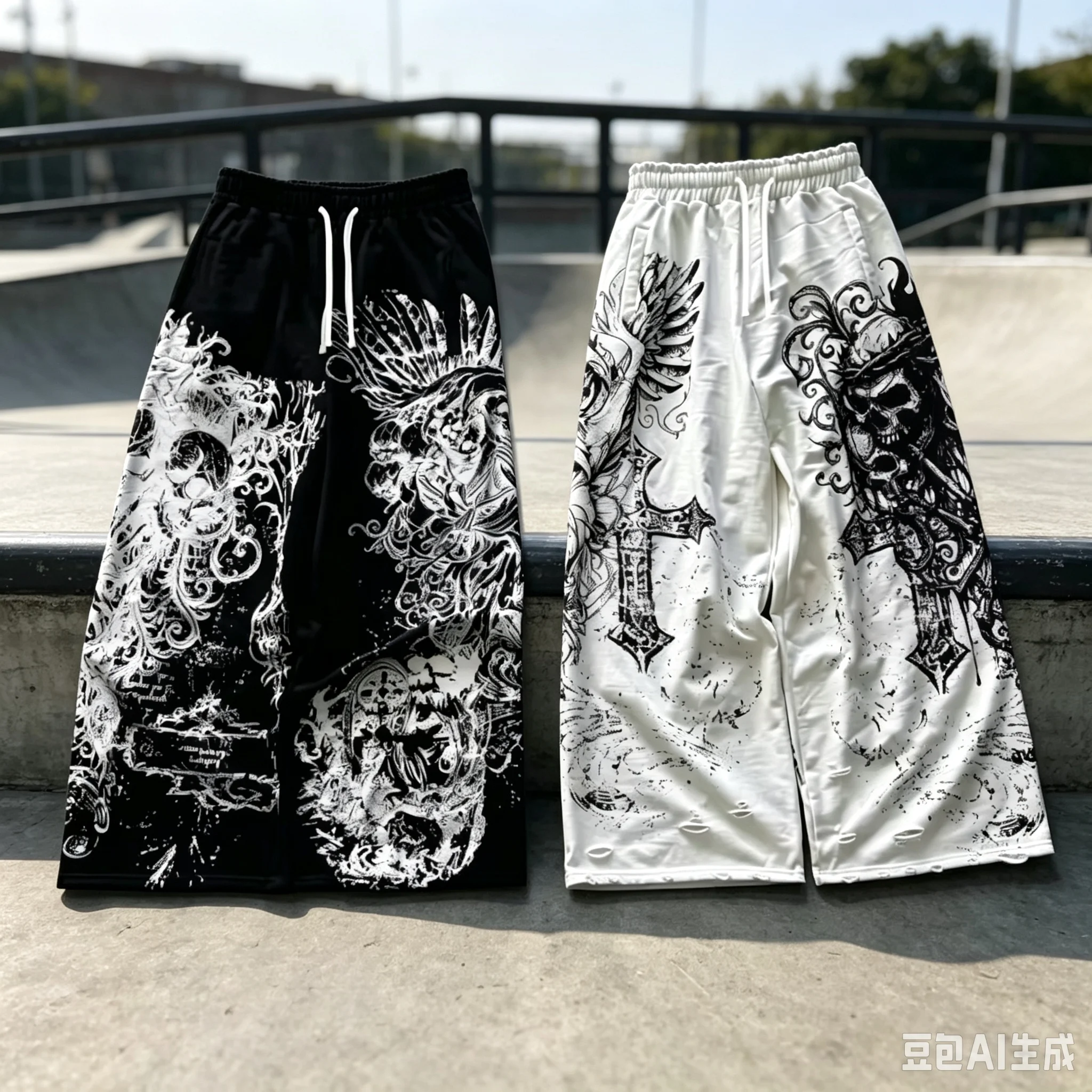 Sommer Y2K Retro Freizeithose Gothic Direktdruck Bodenhose Oversized Unisex Streetwear Mode Herren- und Kinderbekleidung – Detail 5