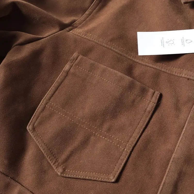 Jaqueta utilitária de camurça masculina, jaqueta vintage de couro marrom, jaqueta primavera outono, corta-vento, trench coats, roupas de outono